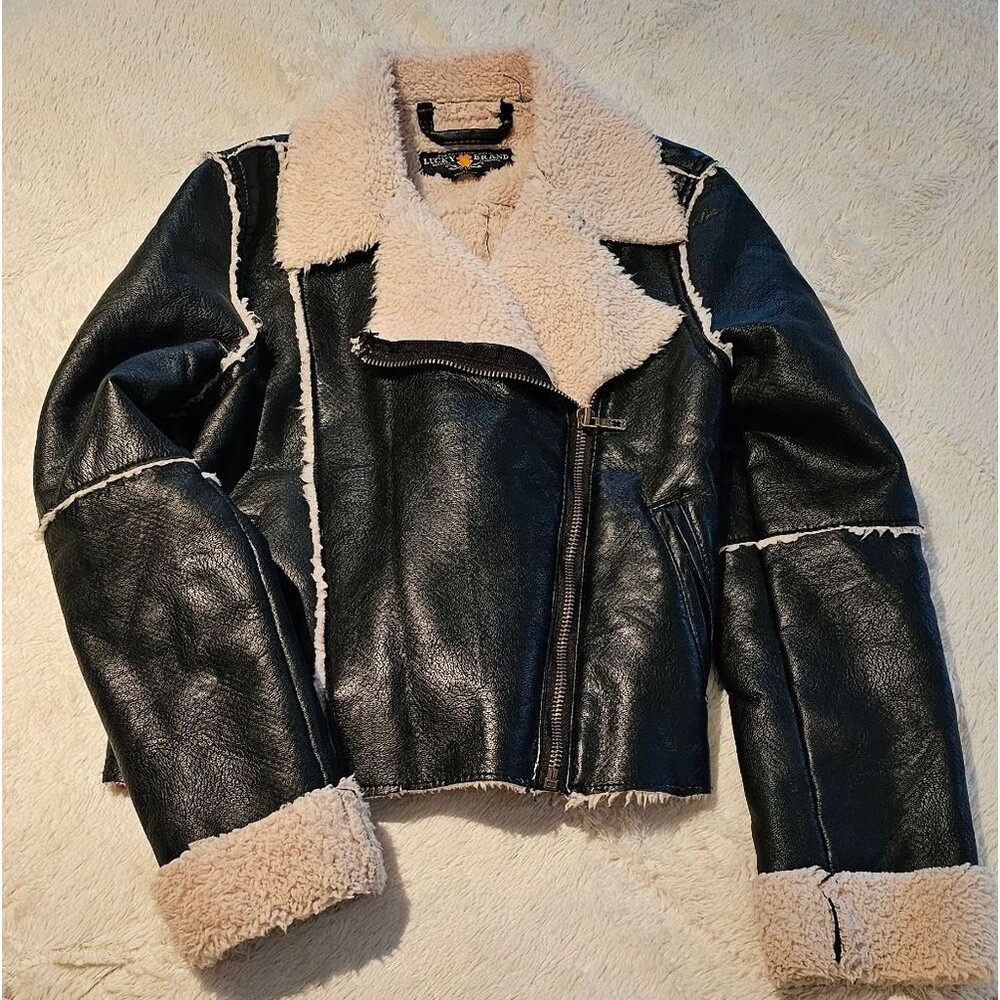 Lucky Girls Shearing Faux Leather Jacket Size L